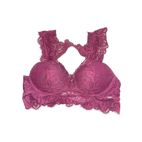 PINK Victoria’s Secret Date Push-up Bralette in Magenta Lace Small Women’s - Picture 1 of 11